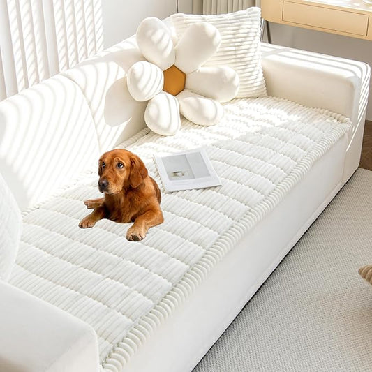 Mivnue Pet Couch Cover, Couch Covers for Dogs, Washable Dog Sofa Covers Couch Protector, Fuzzy Non Slip Couch Slipcover Pet Friendly (White, 27.6" x 82.7") by Mivnue