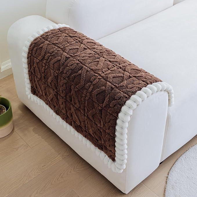 Fuzzy Couch Covers for Dogs, Non Slip Thick Dog Couch Cover Protector, Plush Pet Couch Covers for Sofa Washable, Soft Sofa Cushion Slipcovers Pet Friendly(1PC, Brown, 27.6”x27.6”) - Image 2