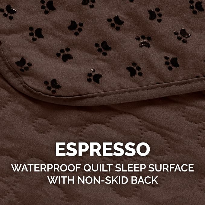 Furhaven Waterproof & Non-Slip Loveseat Cover Protector for Dogs, Cats, & Children - Quilted Paw Print Living Room Furniture Cover - Espresso, Loveseat - Image 7