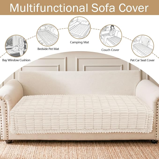 hyha Couch Cover for Dogs, Washable Non Slip Plush Flannel Sofa Protector | Thick Flannel, Silicone Anti-Slip Backing, Pet Hair & Scratch Protection, Fits Sofa & Loveseat (35.4" x 95") - Image 3