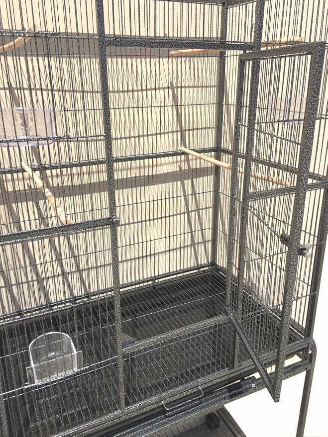 54" Pet Products Large Wrought Iron Breeder Bird Flight Cage Side Breeding Nest Doors with Removable Rolling Stand - Image 4