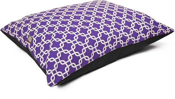 Majestic Pet Rectangle Medium Dog Bed - Non-Slip Washable Comfy Crate Pillow for Sleeping - Kennel Bed for Medium Breed, 35 x 28 Inch, Links Purple by MajesticPet