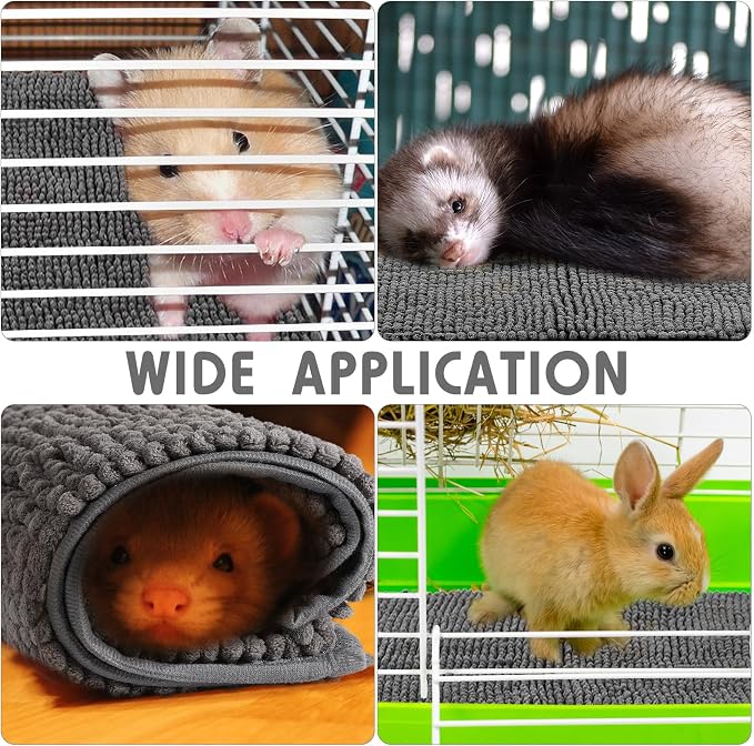Amylove 4 Pcs Guinea Pig Cage Liner 47 x 24 Inch Washable Chenille Pee Pads Pet Dog Cat Bedding Training Mat Reusable for Small Animals Puppy Bunny Hamster Chinchilla - Image 5
