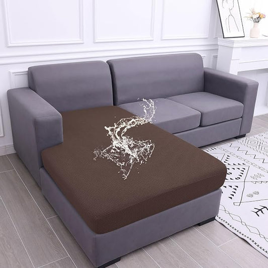 hyha Waterproof Sectional Couch Covers, Non Slip Sofa Cushion Covers | L Shape Sectional Fit, Stretch Jacquard Fabric, Elastic Bottom, Waterproof Protection (1 Piece for Chaise) by hyha