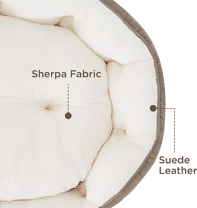 Bedsure Small Dog Bed Washable,Round Cat Beds for Indoor Cats,25in Camel | Soft Plush Pet Bed,Dog Beds for Small Dogs for Puppy and Kittens,Anti-Slip Bottom,Easy to Clean - Image 5