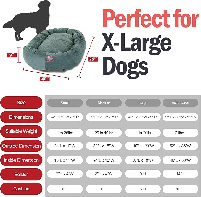 Majestic Pet 52 Inch Micro Velvet Calming Dog Bed Washable – Cozy Soft Round Dog Bed with Spine for Head Support - Fluffy Donut Puppy Mat 52x35x11 (inch) X- Large – Azure (2025) - Image 3