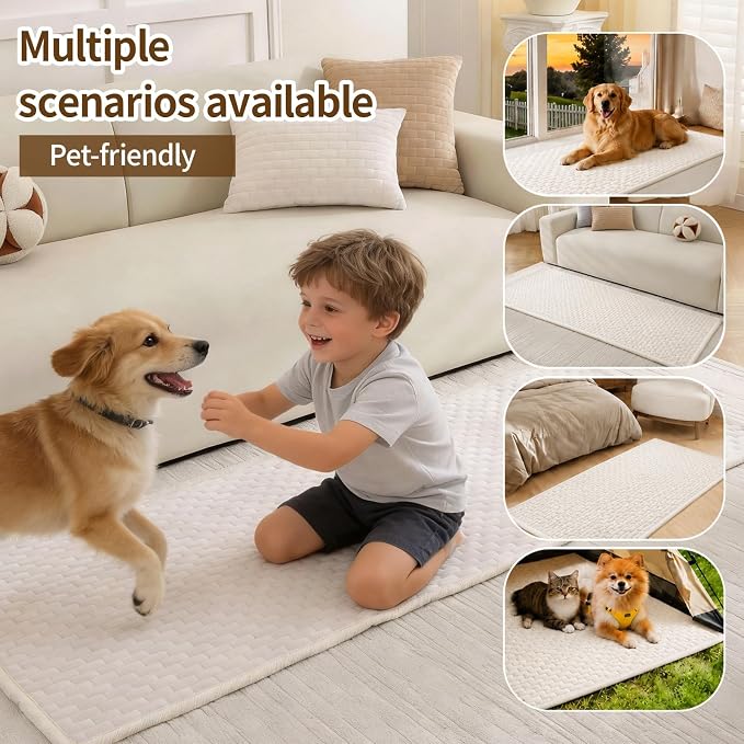 Warmstar Waterproof Couch Cover for Dogs Washable,Brick Pattern Short Plush Pet Couch Covers for Sofa,Soft Sofa Cover Non-Slip for 3 Cushion Couch Sofa Pet Friendly (Off White, 27.6" x 59") - Image 4