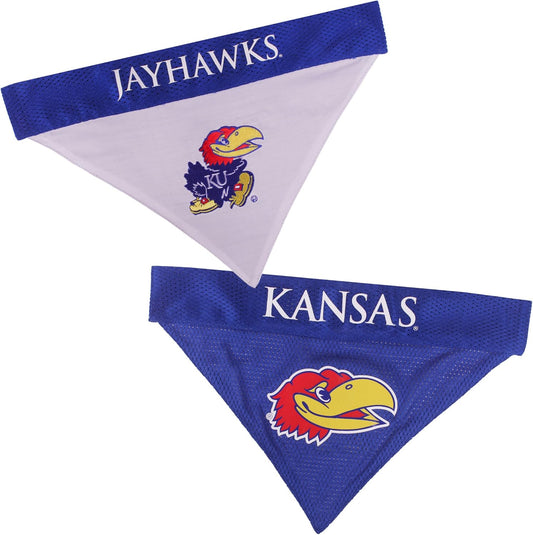Pets First Collegiate Pet Accessories, Reversible Bandana, Kansas Jayhawks, Large/X-Large