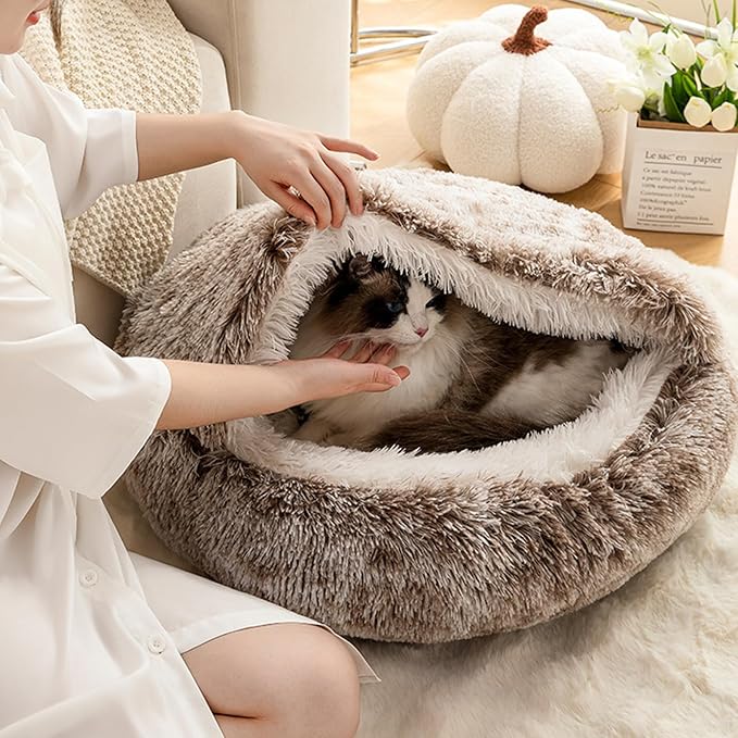 Cozy Cave Dog Bed, 2025 Cat Cave Bed with Cover, Cat Nest Bed, Pet Beds for Indoor Cats Cave & Calming Dog Beds Winter Anti-Slip & Washable Fluffy (Green, XL(31.5in/80cm)) - Image 8