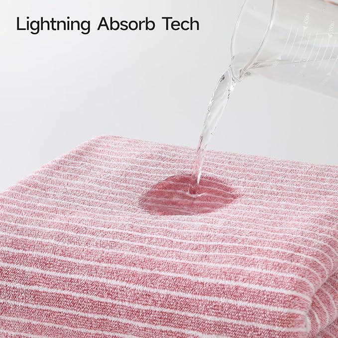 REDKISS 6-Piece Microfiber Bath Towel Set, Ultra Soft, Highly Absorbent & Quick Dry, 35x70 Inch Oversized, Pink Towels for Bathroom, Spa, Gym, 2 Bath 2 Hand 2 Washcloths - Image 4