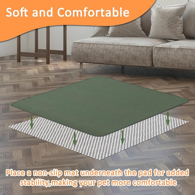 Bunlitent Washable Puppy Pads, Whelping Pads, 36'' x 48'', Green, 3 Packs | Quick-Dry, Non-Slip, Fast Absorbent, Reusable, Waterproof, Whelping Pads, For Incontinence, Housebreak, Crate - Image 4