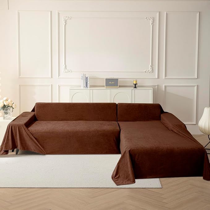 MYSKY HOME Sofa Covers Washable Couch Cover for Dogs Sofa Cover Furniture Protector Sofa Slipcovers for Dogs Water Resistant Furniture Protector Cover, Soft Non Slip Sofa Covers, 91" x 134", Chocolate - Image 6