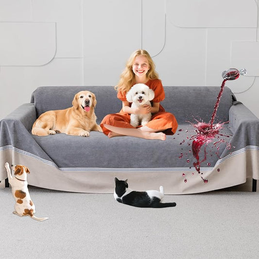 Loiion 100% Double-Sided Waterproof Dog Sofa Cover - Anti-Slip, Leakproof Couch Cover, Pet-Friendly Couch Protectors for Puppy, Large Dog, Kids and Pets 150"X91" by Loiion