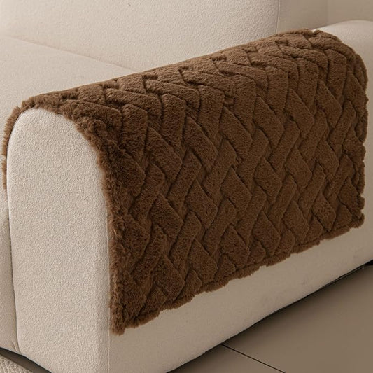 Waterproof Dog Bed Cover Non Slip Couch Cover for Dogs Washable Soft Faux Fur Sofa Cover Couch Covers for 3 Cushion Couch Sofa Pet Friendly (Brown, 22.5x22.5（2pc）) by Unknown