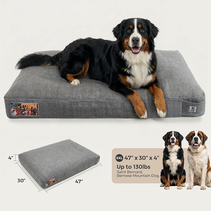 Sytopia 47 Inch Indestructible Durable Dog Beds for XXL Dogs, Chew Proof Waterproof Pet Crate Pad with Machine Washable Removable Cover, Great for Indoor, Outdoor, Crate, Patio Use, Grey - Image 5