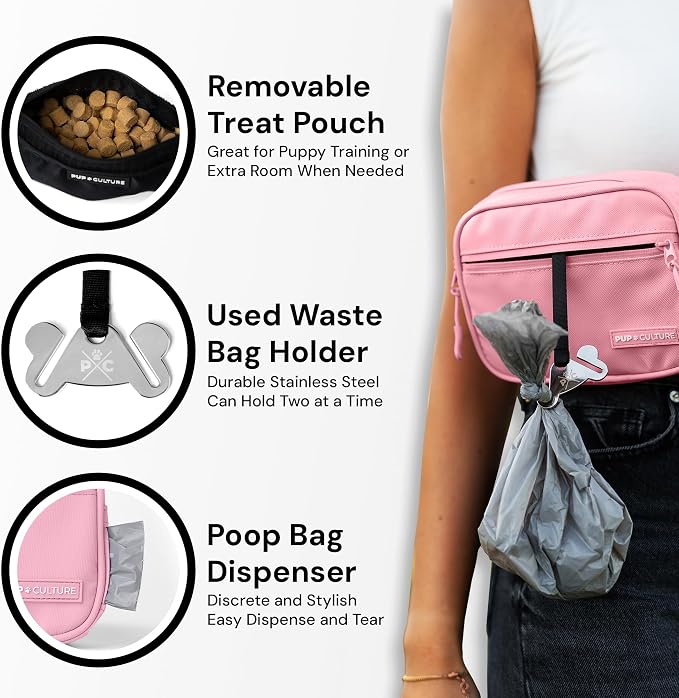 Pup Culture Dog Treat Pouch with Poop Bag Dispenser and Removable Treat Pouch | Cross Body Dog Walking Bag | The Perfect Puppy Training Tool and Even Better Gift - Image 4