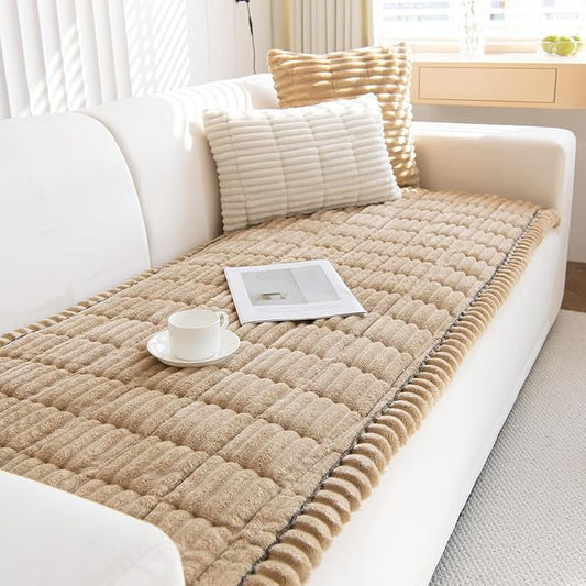 GKXLH New Thick Sofa Covers Washable - Soft Corduroy Universal Sofa Cover 2 3 4 Seater, Non-Slip Couch Cover, Couch Seat Covers Sofa Slipcovers Furniture Protector for Living Room (Coffee, 70x210cm) by GKXLH