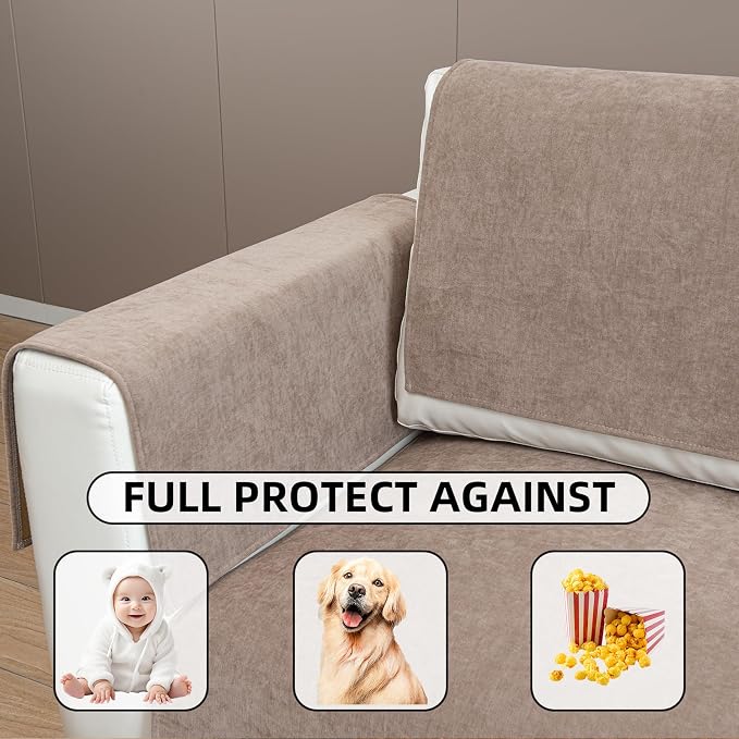 Couch Cover Sectional Couch Covers Non Slip Sofa Covers Washable for 3 Cushion Couch L Shaped Couch Protector Sofa Slipcovers for Kids Dogs Pets,Chenille,Camel,36''x82''(Only 1 Piece) - Image 6