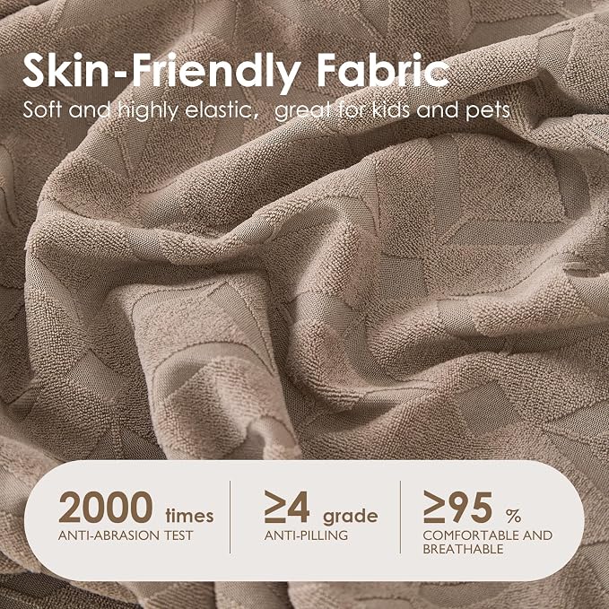 Genina Waterproof Couch Cushion Covers for Pets Washable Sofa Seat Covers | Non Slip,Stretch Jacquard Fabric,Pet Hair & Scratch Protection,Easy Installation,Furniture Protector,Loveseat Cover - Image 3
