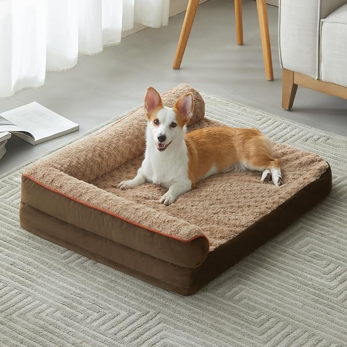 BFPETHOME Orthopedic Washable Dog Beds for Large Dogs, Sleeping Dog Couch | 36x27 Inch Deluxe Plush Rose Velvet Washable Cover, Egg Crate Foam Support, Waterproof Lining, Non-Slip Bottom, Senior Dogs - Image 7