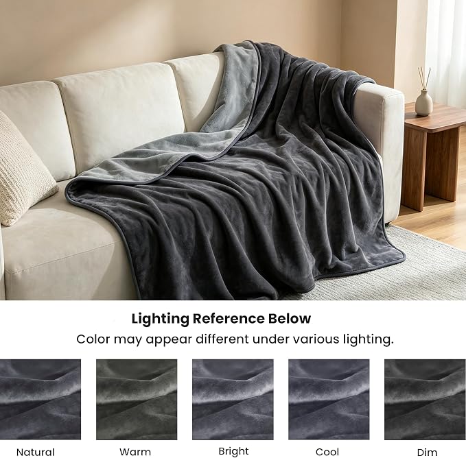 gogobunny Waterproof Reversible Flannel Blanket for Sofa Couch Bed, 60" x 80" Leakproof Spill-Proof Dog Throw Blanket, Double-Sided Furniture Protector, Anti Pet Hair & Stains, Grey - Image 7