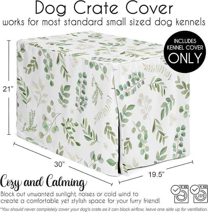 Sweet Jojo Designs 30in. Small/Medium Dog Crate Cover (Green Boho Floral Leaf) Pet Cage, Kennel Covers (Bohemian, Watercolor, Botanical, Flower, Woodland, Tropical, Garden, Nature, Neutral, Sage) - Image 5
