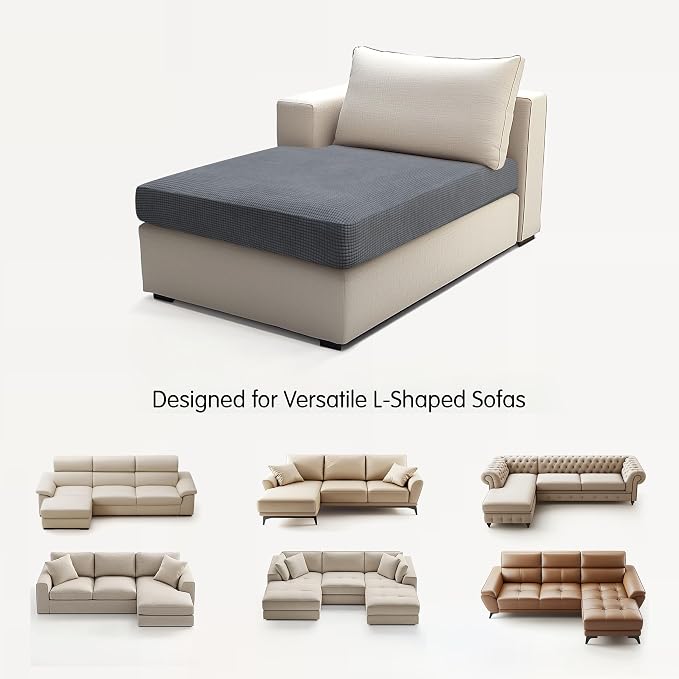 Hokway Stretch Chaise Cover Individual Couch Cushion Slipcovers Reversible Cushion Protector Slipcovers Sofa Cushion Protector Covers (Chaise Cover, Grey) - Image 9