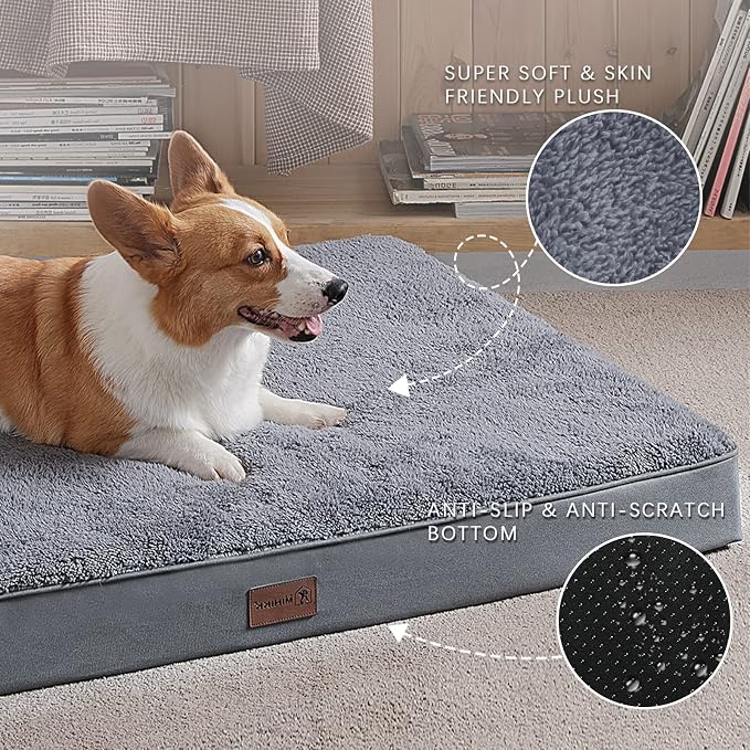 Waterproof Dog Crate Bed for Small Dogs Orthopedic 29x18 Grey | Removable Washable Cover, Egg Crate Foam, Soft Plush Flat Pet Mat, Non-Slip Bottom, Fits Small Dogs Up to 40 lbs - Image 4