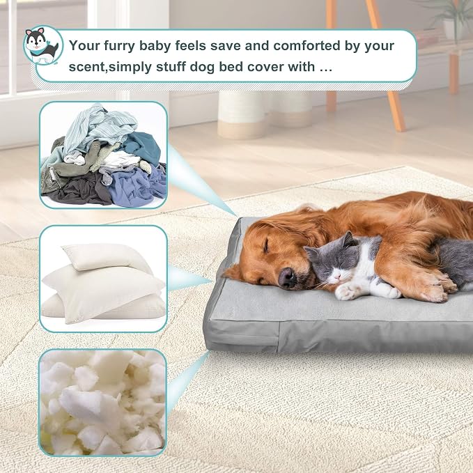 Explore Land Waterproof Dog Bed Cover Machine Washable Fluffy Dog Bed Replacement Cover for 36 Inch Crate, 36Lx23Wx3.5H inch, Gray - Image 5