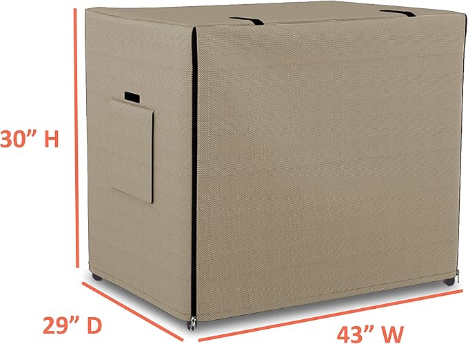 Dog Crate Cover 12 Oz Waterproof - Heavy Duty Privacy Dog Crate Cover with Mesh Pocket & Roll Up Window - Universal Fit Dog Kennel Cover (30" H x 43" W x 29" D, Beige) - Image 3