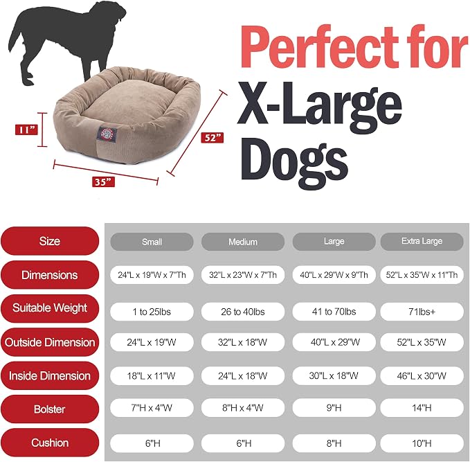 Majestic Pet 52 Inch Micro Velvet Calming Dog Bed Washable – Cozy Soft Round Dog Bed with Spine for Head Support - Fluffy Donut Puppy Mat 52x35x11 (inch) X- Large - Pearl (2025) - Image 3