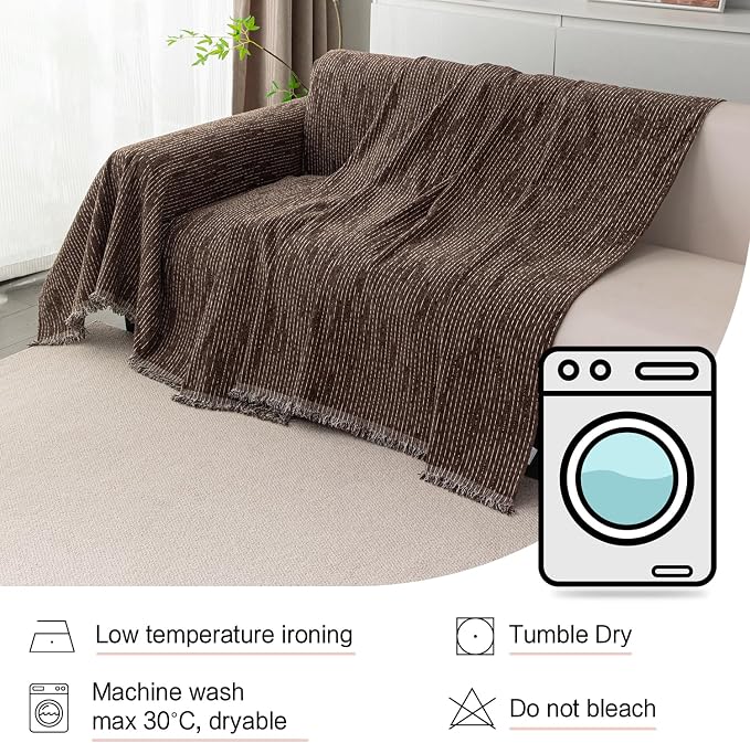 MYSKY HOME Couch Covers for 3 Cushion Couch Sofa, Sectional Couch Cover L Shape Chenille Couch Cushion Covers for Pets, Furniture Protector Cover for Dogs, Kids, 71"X150", Deep Chocolate - Image 6