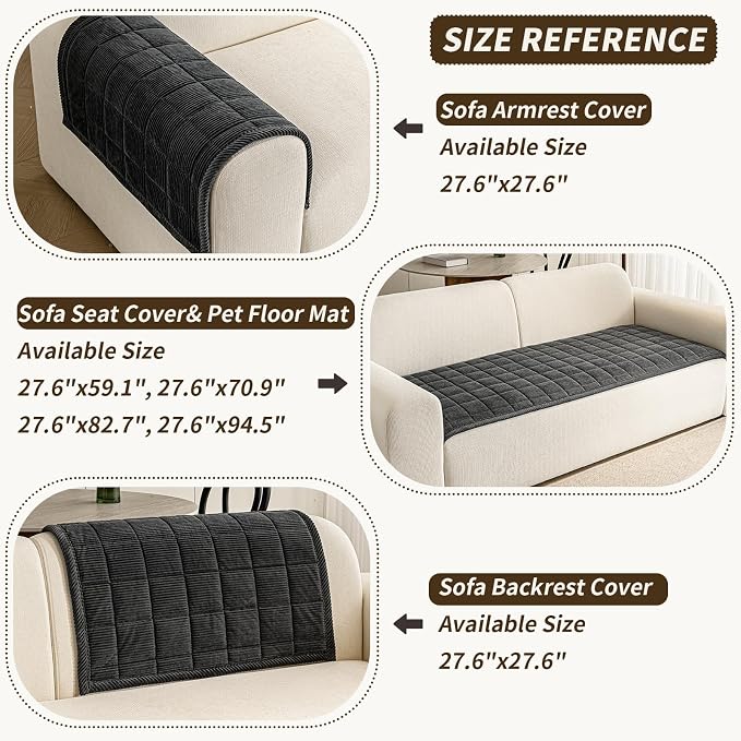 Couch Covers for Dogs Washable, Non Slip Couch Covers for Loveseat Sofa Pet Friendly, Soft Fuzzy Sofa Covers for Pet, Dog Couch Cover Furniture Protector(1PC,Dark Grey,27.6"x27.6") - Image 3