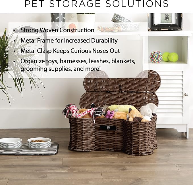Bone Dry Pet Storage Collection Toy Basket, Medium, 21x13x8", Gray Plastic Wicker - Image 7