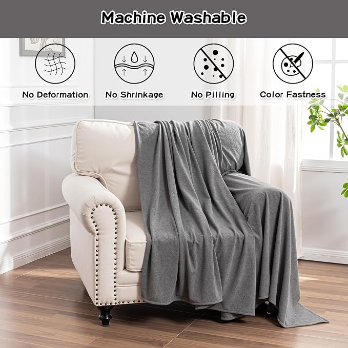 MEETSKY Chair Cover Cat Scratch Proof Recliner Chair Covers, Oversized Armchair Sofa Covers Washable Sofa Slipcover for Single Couch, Soft Small Couch Slipcover for Pets Dogs, 71" x 91", Grey - Image 3