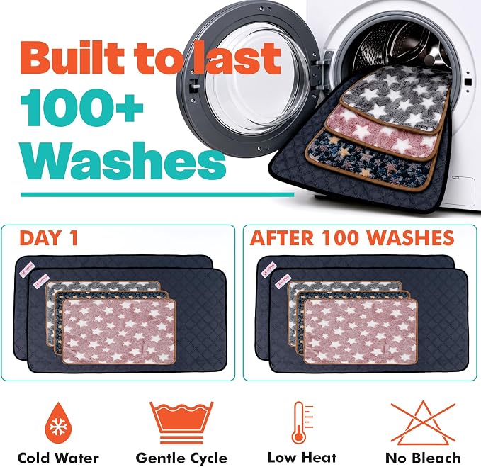LUFTPETS Guinea Pig Cage Liners 5 Pcs, Washable Midwest Pads & Fleece Mats | 2 Bunny Pee Pads 47x24 and 3 Fleece Blankets. Hay Shakes Off. Non-Slip. Waterproof Bedding - Image 6