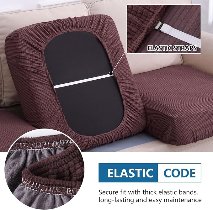 hyha Waterproof Couch Cushion Covers for Pets, Non Slip Sofa Seat Cover | Stretch Jacquard Fabric, Elastic Bottom, Non Slip Fit, Waterproof Protection, Pet Hair Protection (1 Piece for Large) - Image 4