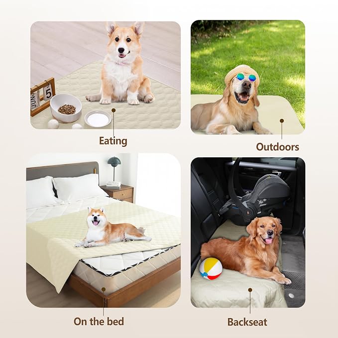 gogobunny 100% Double-Sided Waterproof Dog Bed Cover Pet Blanket Sofa Couch Furniture Protector for Puppy Large Dog Cat, Reversible (40x50 Inch (Pack of 1), Dark Cream/Light Cream) - Image 6