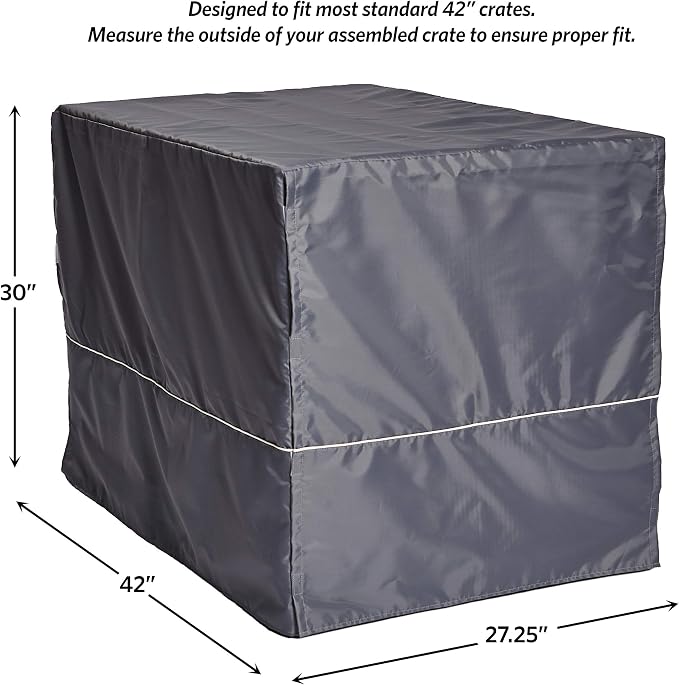 New World Midwest Homes for Pets Large Dog Crate Cover, Polyester Privacy Kennel Cover Fits Most 42-inch Crates, Light Gray, Machine Washable, Reduces Barking & Chewing - Image 5