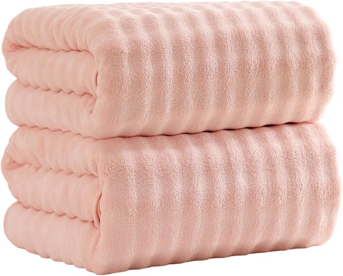 Bath Sheets Set 40x80 Inches Microfiber Extra Large BathTowels Super Soft Absorbent Quickly Dry Shower Towels for Bathroom (Pink,PK 2) by FITIFINE