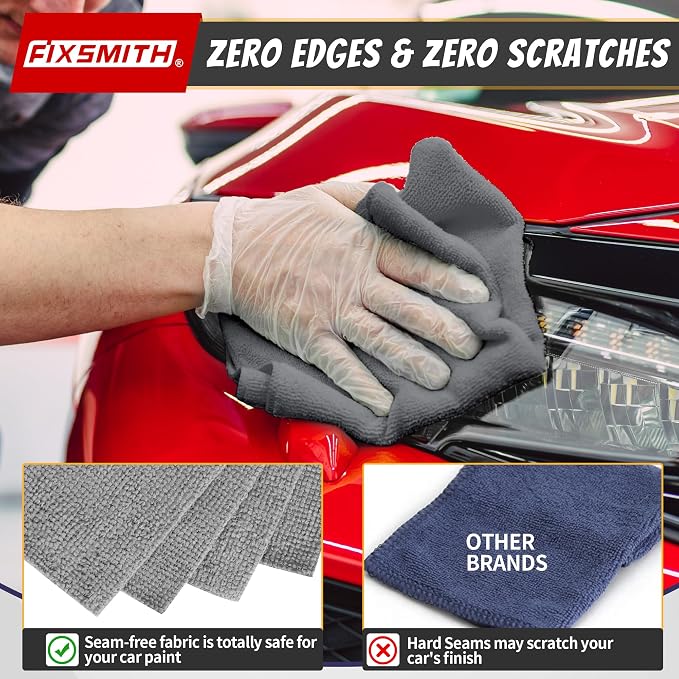 FIXSMITH Shop Towels, Pack of 50, Grey Microfiber Cleaning Cloth Bulk, Microfiber Towels for Cars, All-Purpose Absorbent Cleaning Rags, Dust Cloth for Automotive, Mechanic, Garage, 11.5 x 11.5 inch - Image 4