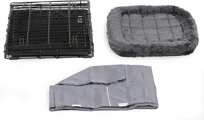 MidWest Homes for Pets Double Door 48-inch Dog Crate Kit, Bundle Includes a Two-Door Cage, Matching Gray Bed and Crate Cover, For Extra-Large Sized Breeds - Image 6