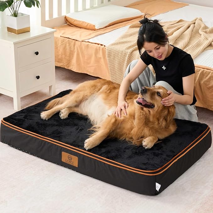 LIORCE Orthopedic Memory Foam XXL Dog Bed - 6" Thick Beds for Extra Large Sized Dog - Waterproof Removable Washable Cover & Wrap-Around Zipper - Ultimate Comfort & Easy Maintenance, Black - Image 4