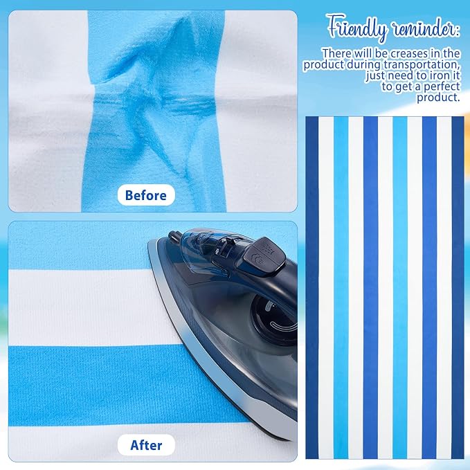 EBOOT 10 Pack Oversized Beach Towel Set Extra Large Pool Towels Microfiber Quick Dry Swim Blanket for Adult Women Men Face Hand Body Bath Travel Pool(Rainbow Color,28 x 59 Inch,Color Stripe) - Image 4
