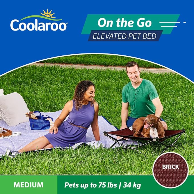 Coolaroo On-The-Go Elevated Dog Bed - Foldable Pop-Up Travel Dog Bed with Breathable, Moisture-Resistant Fabric, Carry Bag Included, Lightweight & Portable, Brick, Medium - Image 4