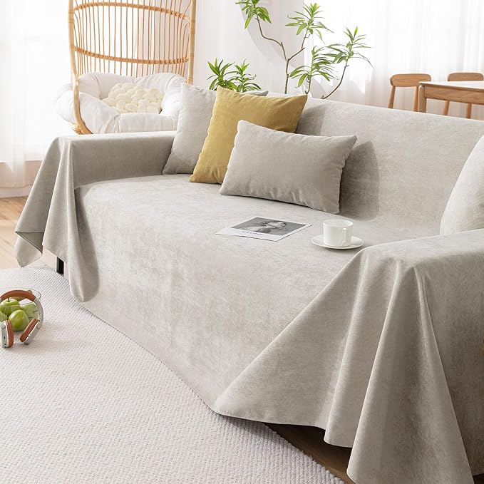 VClife Couch Covers Anti Scratch Sofa Covers for 2 Cushion Couch Sofa, Waterproof Pet Couch Cover for Dog Cat, Washable Couch Slipcover Modern Khaki Sofa Cover Throw Furniture Protector, 71"X102" - Image 7