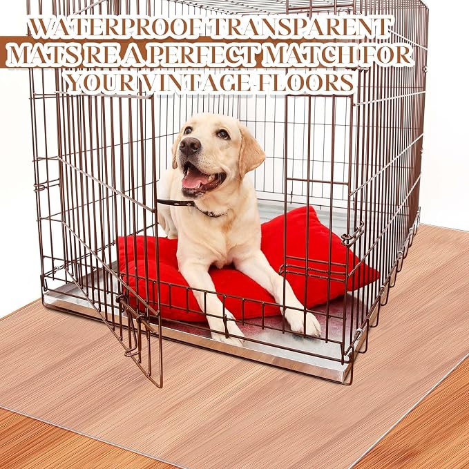 Cinnvoice Under Dog Crate Mat PVC Under Cage Mat Pet Floor Protector 48 x 48 Inch Waterproof Bird Cage Liner Washable Dog Kennel Puppy Pee Training Water Resistant Pad to Protect Floors, Clear - Image 7