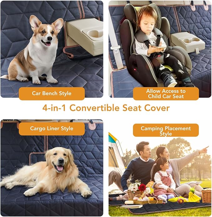 Petiza Dog Car Seat Cover for Back Seat, Heavy-Duty Non-Slip Waterproof Car Bench Protector for Pets,Compatible with Middle Armrests ，Dog Seat Cover Universal for Cars Trucks and SUVs - Image 3