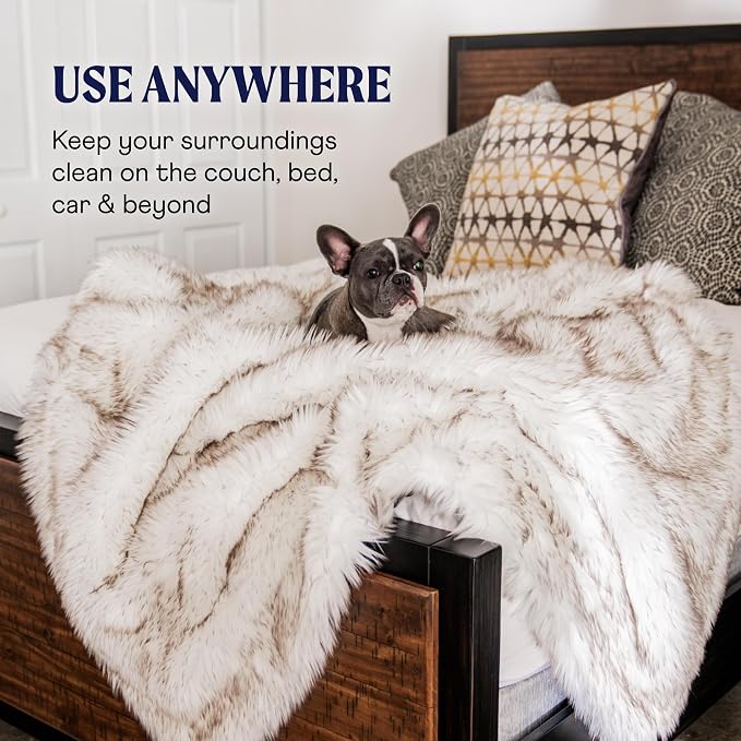 PAW BRANDS PupProtector Waterproof Throw Blanket, White/Brown, 60x50 | Waterproof, machine washable — protects couches, beds & car seats - Image 6