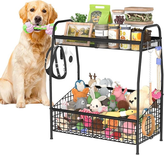 Kaiferty Indestructible Large Dog Toy basket, Toy Box for Dogs,Pet Toys Bin Dog Metal Wire Basket for Toys, Food Storage, Storage Organizer Chest Storage, Toy Box for Living Room Area (Black) by Kaiferty